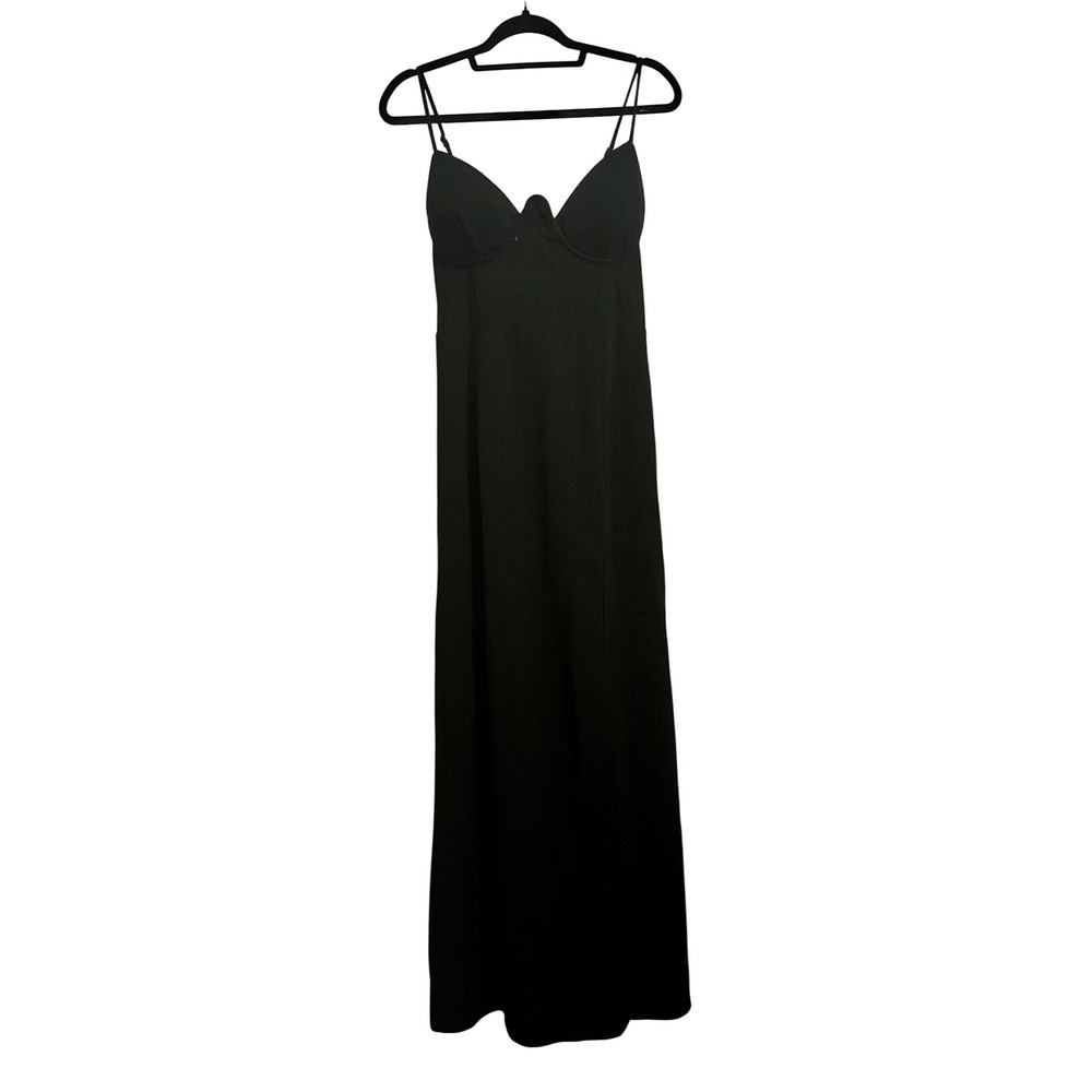 Lulus Black Bustier Mesh Maxi Dress XL Slit Formal Evening Gown - Picture 3 of 11